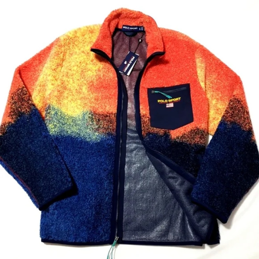 NEW Polo Ralph Lauren Mens XL Polo Sport Full Zip Multicolor Fleece Jacket